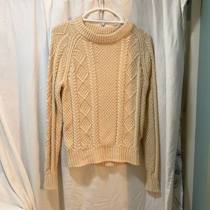 LL Bean Signature Cotton Fisherman Sweater Beige M